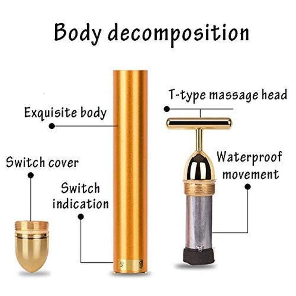 ✨ 24K Gold Energy Beauty Bar Electric Facial Massage Roller for Radiant, Youthful Skin  💛 Infused with 24K Gold