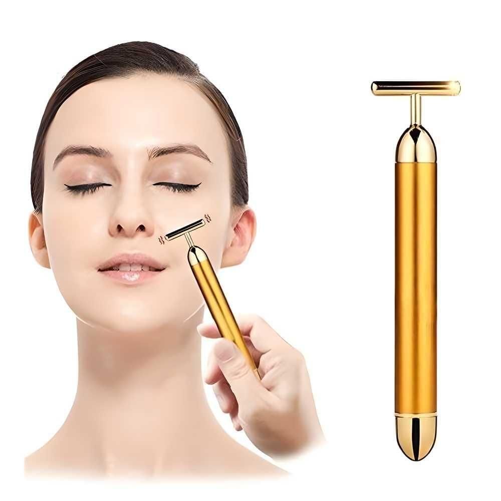 ✨ 24K Gold Energy Beauty Bar Electric Facial Massage Roller for Radiant, Youthful Skin  💛 Infused with 24K Gold